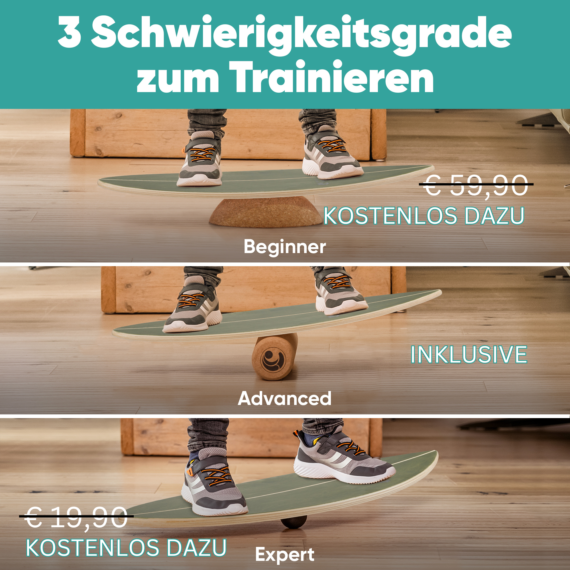 Surfin Balance Board Komplett-Set